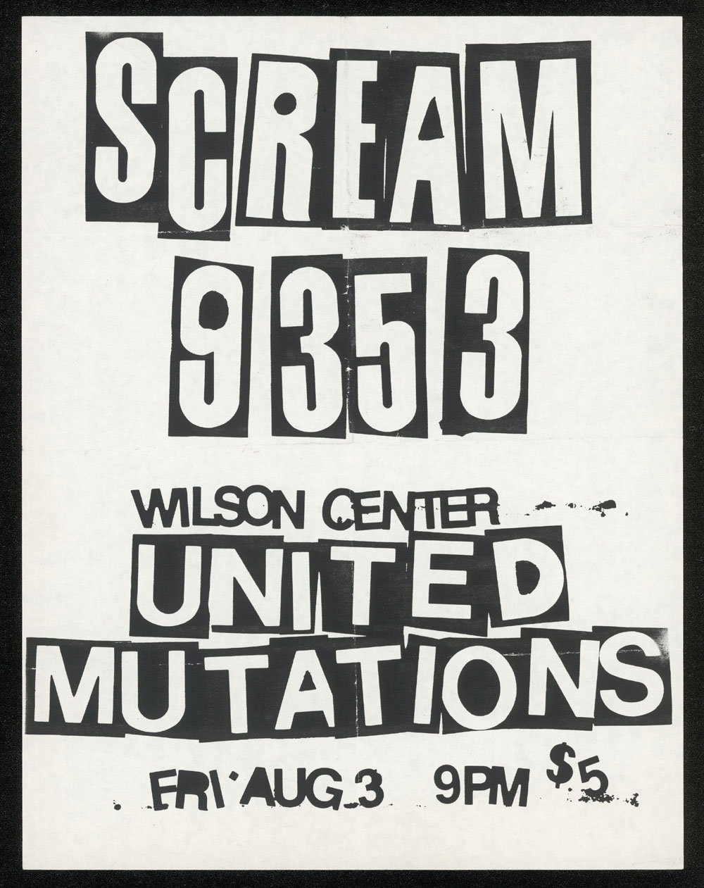 SCREAM w/ 9353, United Mutation at Wilson Center