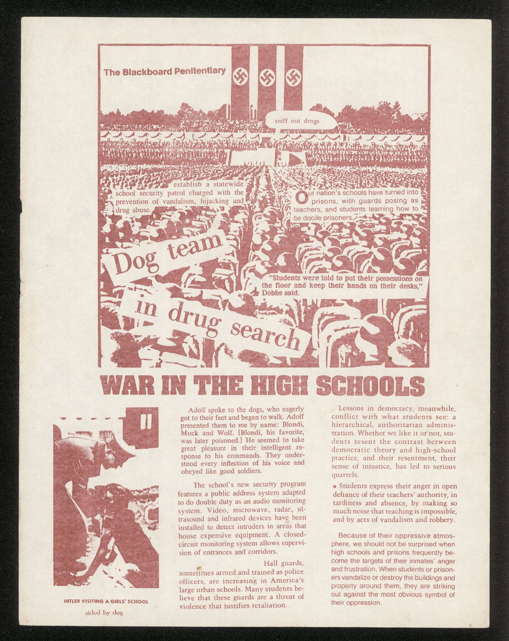 WAR IN THE HIGH SCHOOLS manifesto