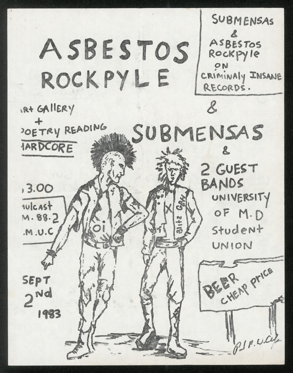 ASBESTOS ROCKPYLE w/ Submensas at Univ of Maryland