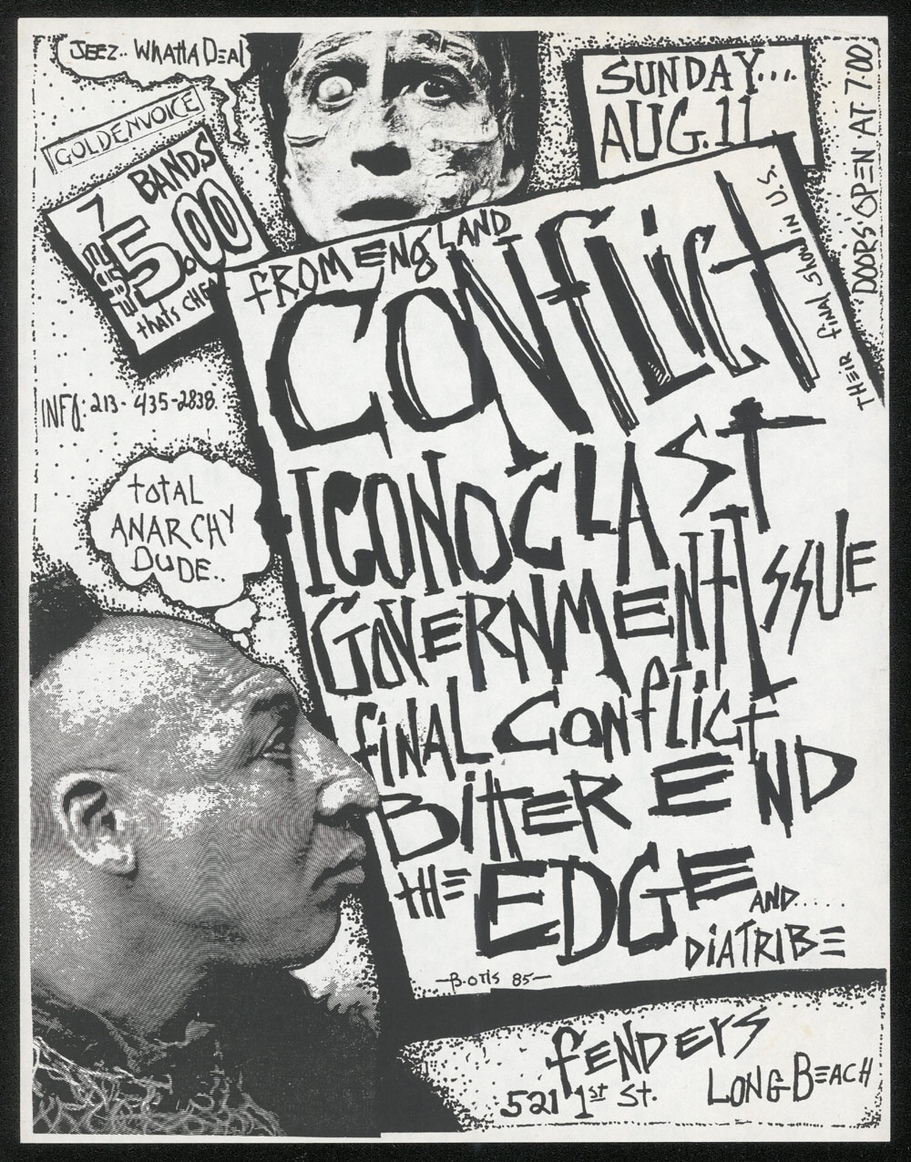 CONFLICT w/ Iconoclast, Government Issue, Final Conflict, Bitter End, The Edge, Diatribe at Fenders Ballroom