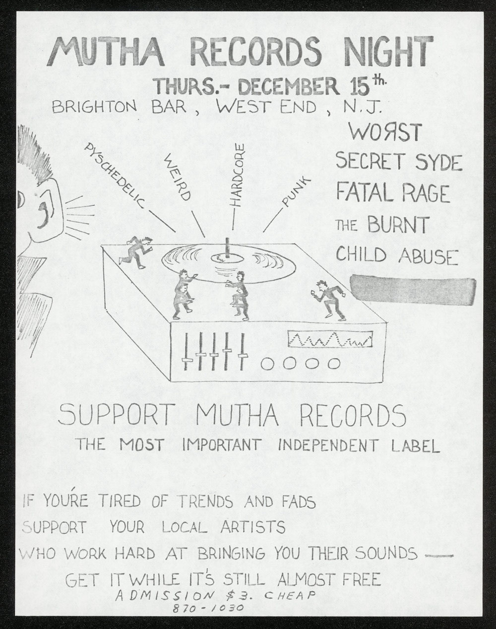 MUTHA RECORDS NIGHT w/ Worst, Secret Syde, Fatal Rage, Burnt, Child Abuse at Brighton Bar