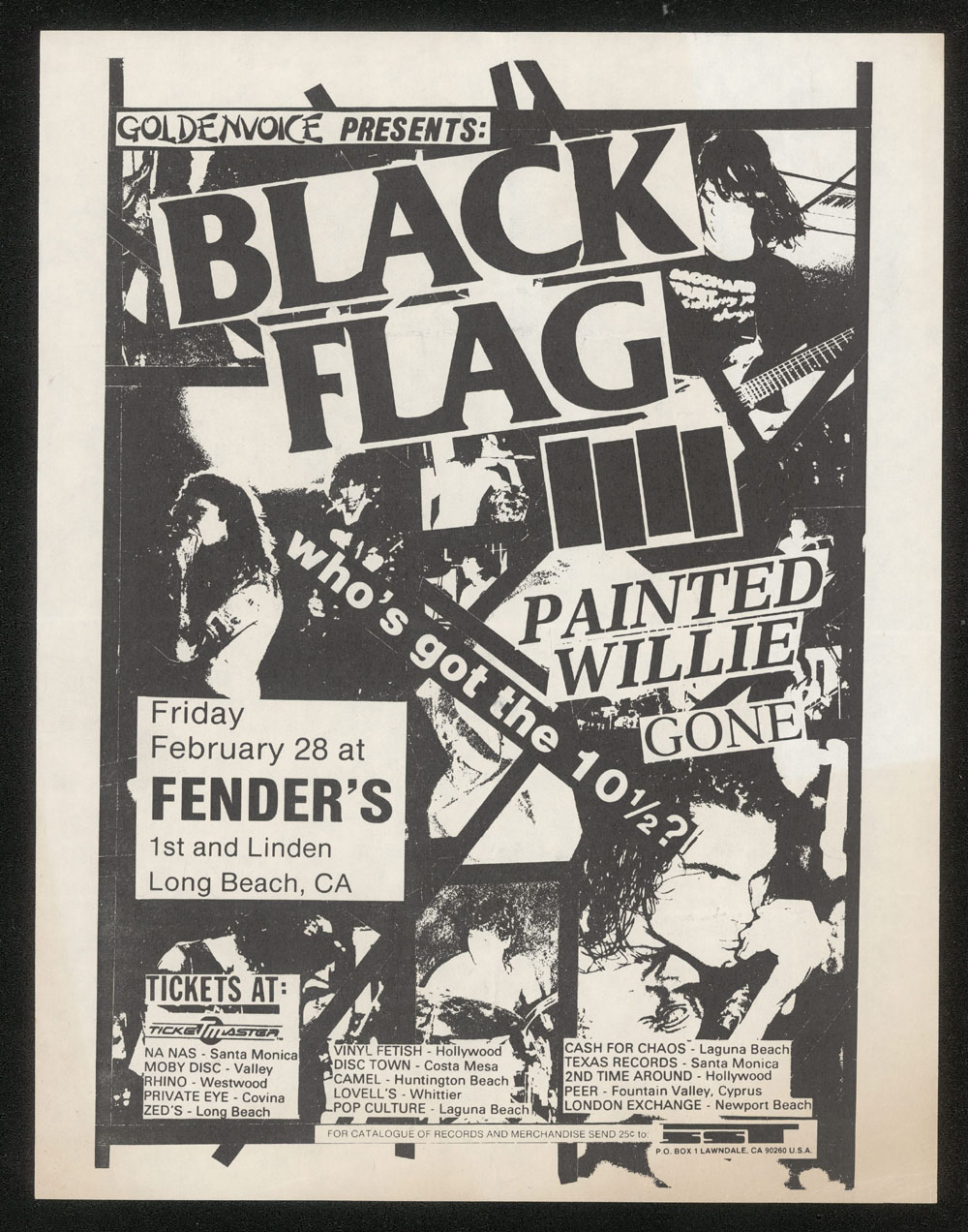 BLACK FLAG w/ Painted Willie, Gone at Fender's