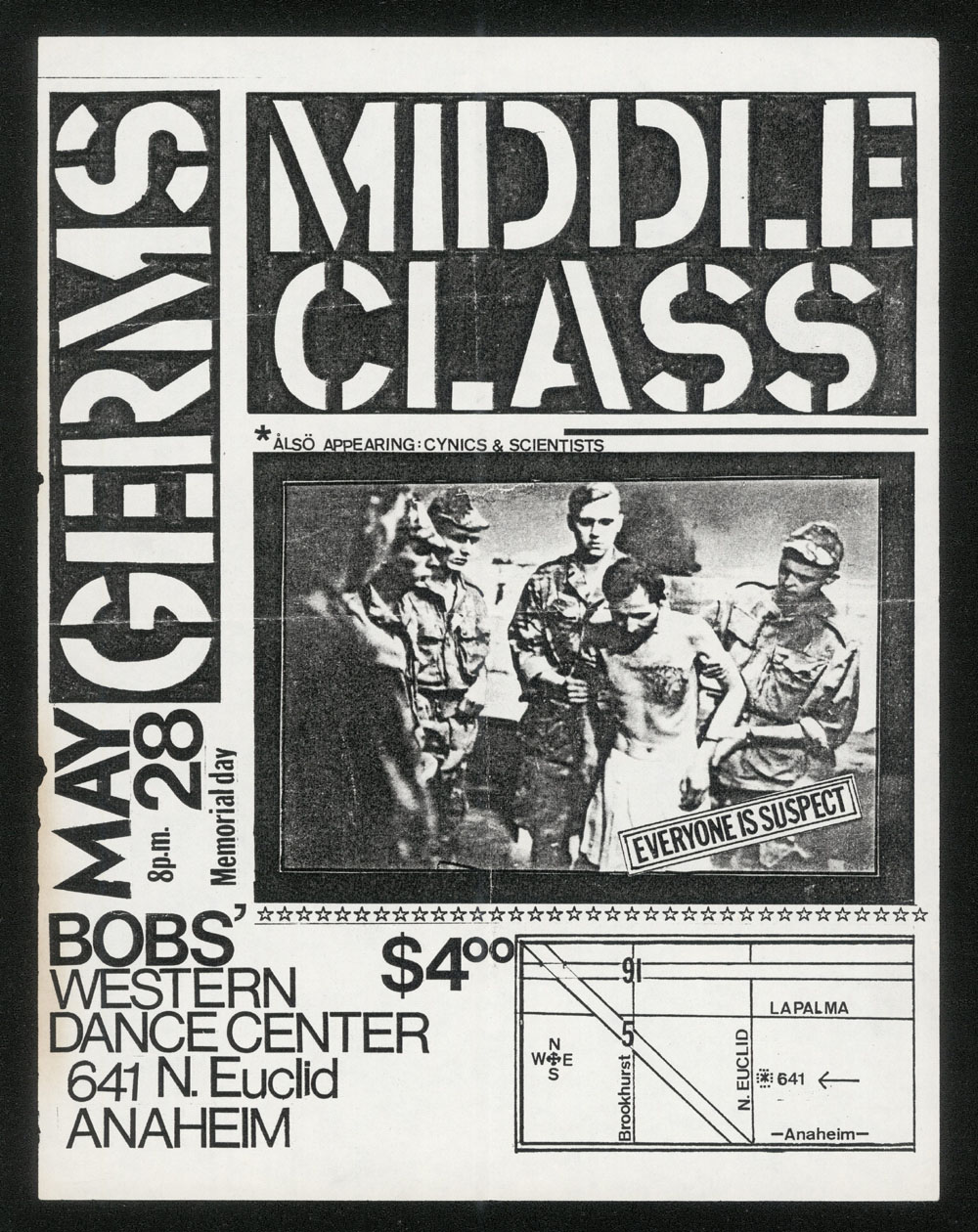 GERMS w/ Middle Class, Scientists, Cynics at Bob's