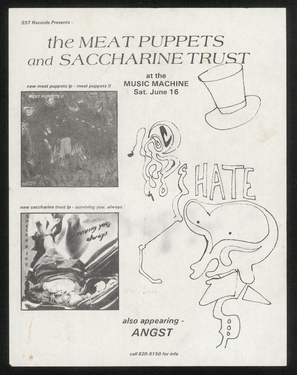 MEAT PUPPETS w/ Saccharine Trust, Angst at Music Machine