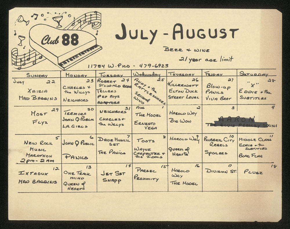 CLUB 88 calendar July-August 1979