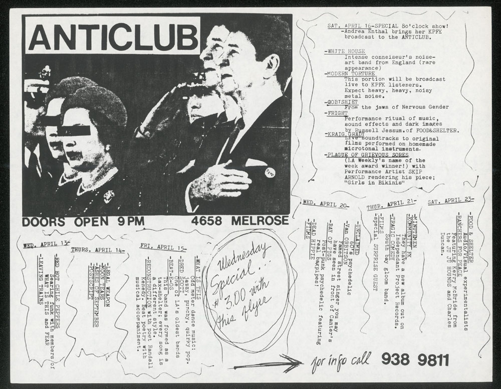 ANTI CLUB calendar ~ April 1983