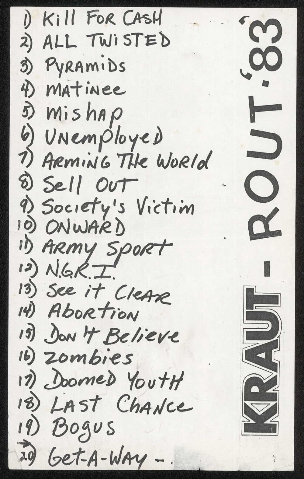 KRAUT set list