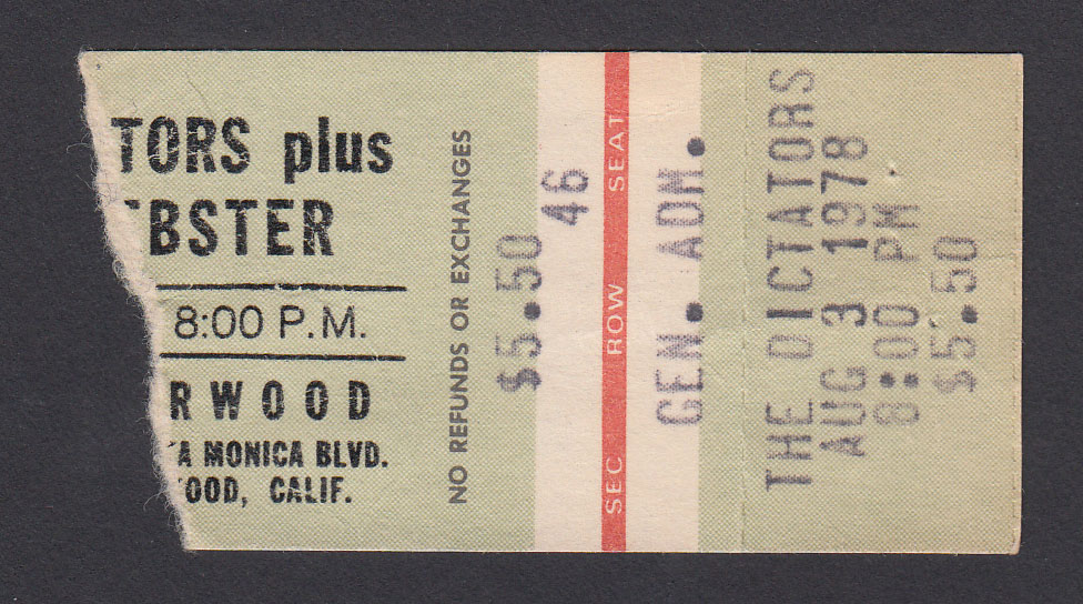 DICTATORS at Starwood 5.03.78