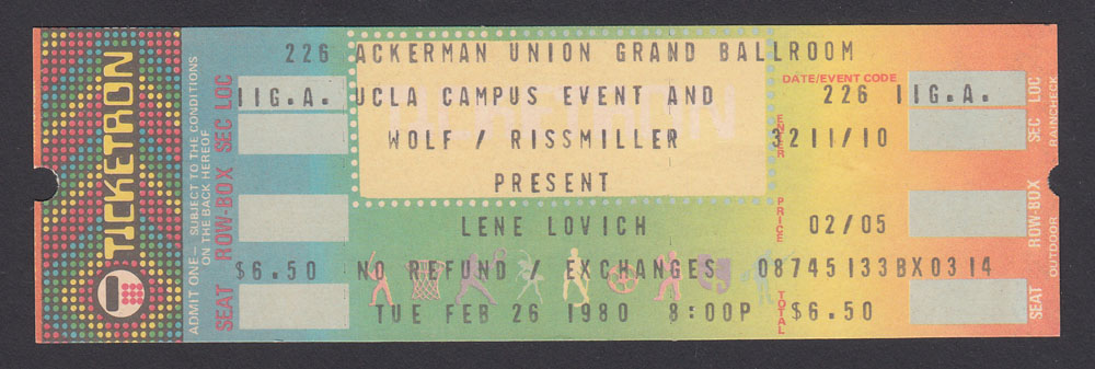 LENE LOVICH at Ackerman Union Grand Ballroom 2.06.80