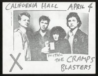 X w/ Cramps, Blasters at California Hall