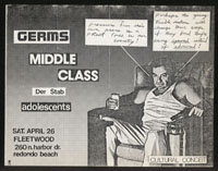 GERMS w/ Middle Class, Der Stab, Adolescents at the Fleetwood