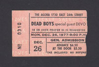 DEAD BOYS w/ Devo at The Agora 12.26.77