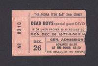 DEAD BOYS w/ Devo at The Agora 12.26.77