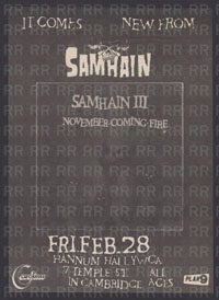 SAMHAIN November Coming Fire at Hannum Hall ad