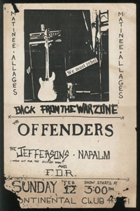 OFFENDERS w/ Jeffersons, Napalm, FDR at Continental Club