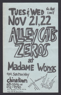 ALLEY CATS w/ Zeros at Madame Wongs