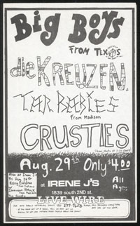 BIG BOYS w/ Die Kreuzen, Tar Babies, Crustiesat Irene J's