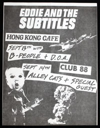 EDDIE & THE SUBTITLES w/ B-People, DOA, Alley Cats at Club 88