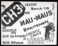 CHANNEL 3 w/ Mau-Maus, Minutemen, Caustic Cause at Godzilla's