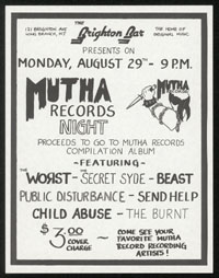 MUTHA RECORDS NIGHT w/ Worst, Secret Syde, Beast, Public Disturbance, Send Help, Child Abuse, Burnt at Brighton Bar