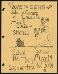 AVENGERS w/ Johnny Favero & Low Life, Middle Class, Stitches at Sokol Hall