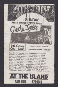 CIRCLE JERKS +CHANNEL 3 w/ Husker Duat The Island