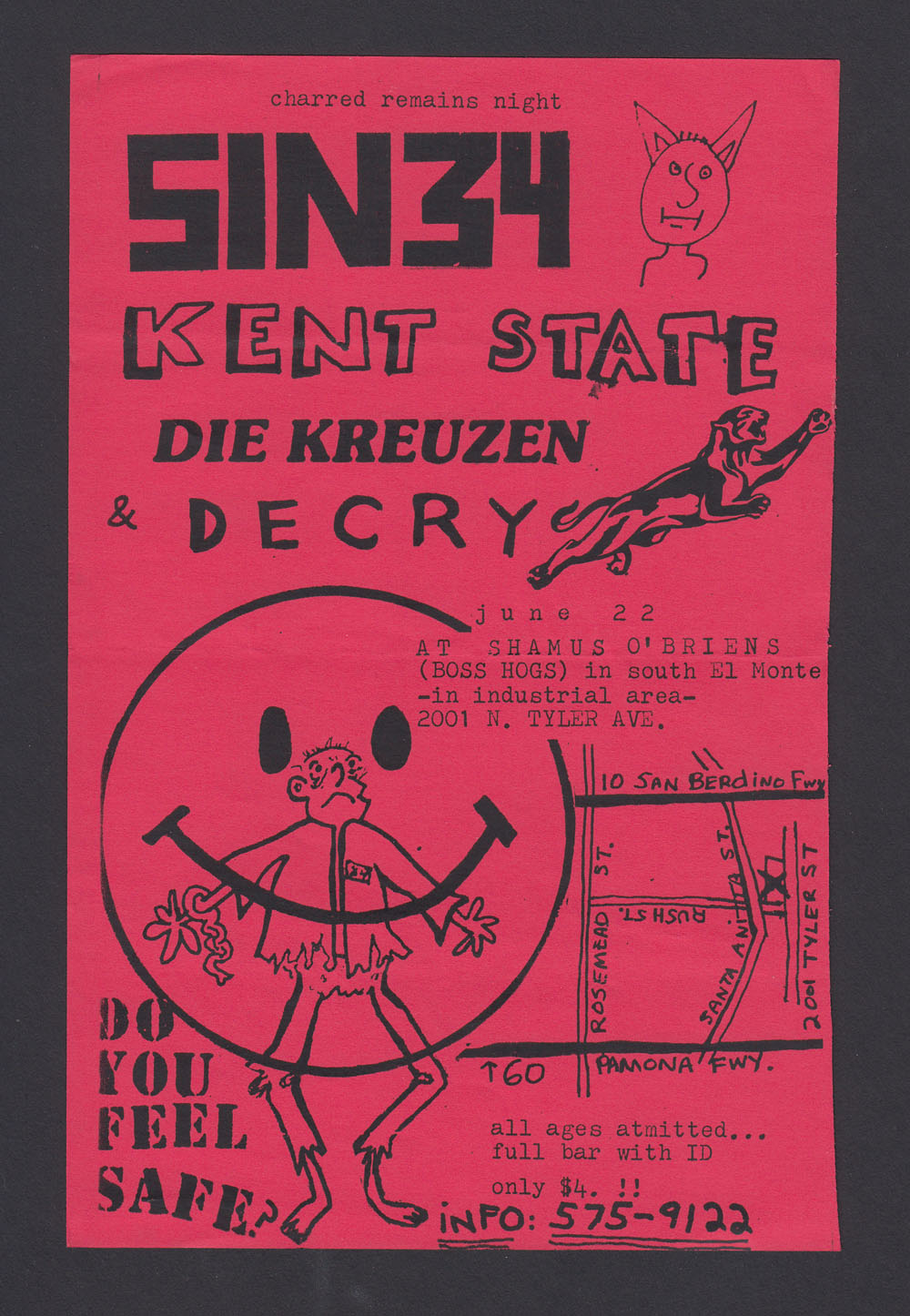 SIN 34 w/ Kent State, Die Kreuzen, Decry at Shamus O'Brians